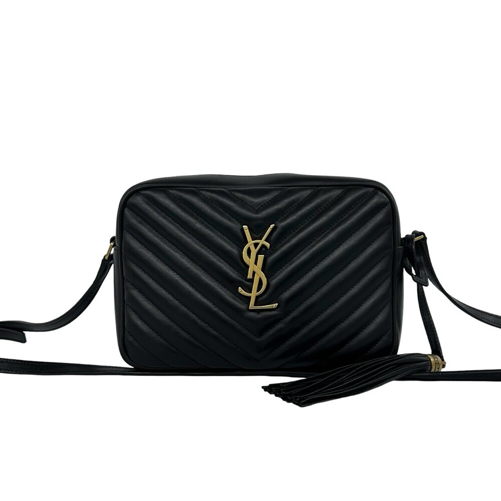Yves Saint Laurent SAINT LAURENT PARIS YSL logo hardware leather genuine tass...